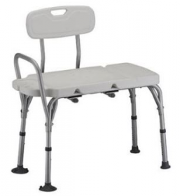 Bath Transfer Bench - White Plastic, Chromed Legs